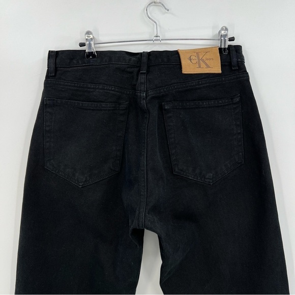 CK Calvin Klein Jeans Vintage Leather Patch Tapered 90's Moms Black Jeans Sz 13 - Picture 8 of 10
